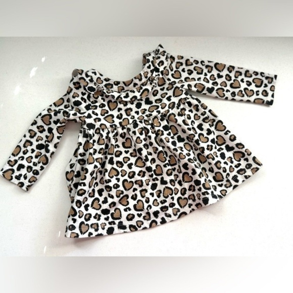 Rachel Zoe Baby Girl Leopard‎ Heart Print Ruffle Collar Top 12M Long Sleeve